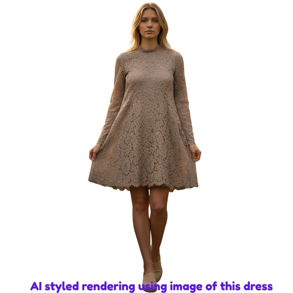 Show Me Your Mumu Small Lindy Lace Shift Dress Platinum Eyelash Boho Wedding